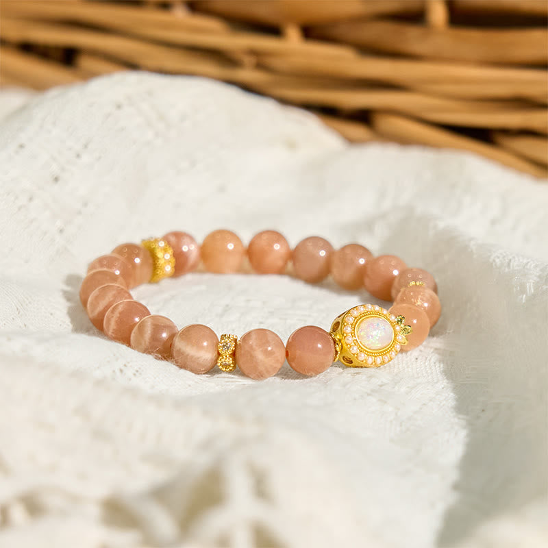 Buddha Stones Natural Peach Moonstone Adjustable Soothing Bracelet - image 1