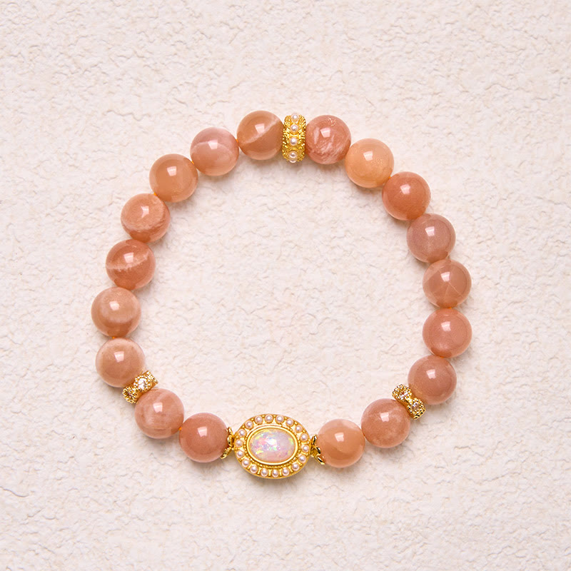 Buddha Stones Natural Peach Moonstone Adjustable Soothing Bracelet - image 3