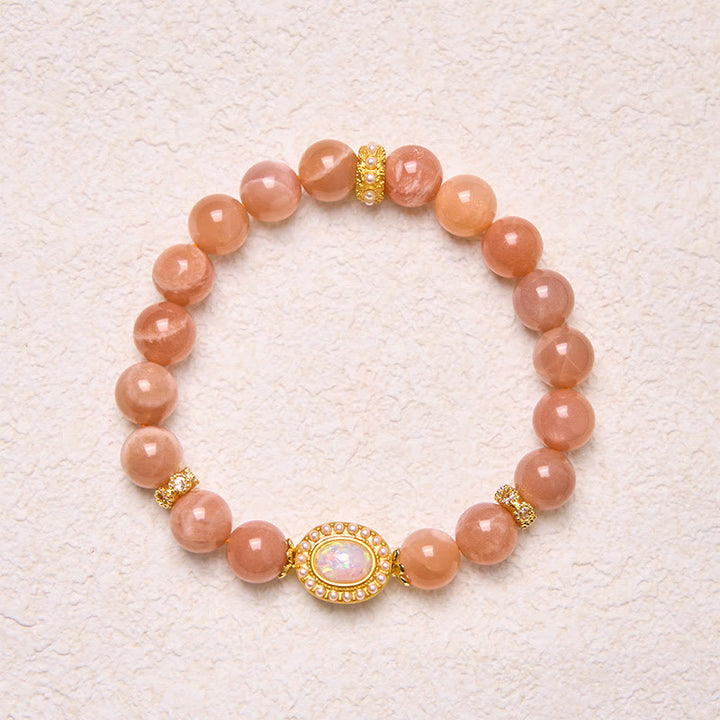 Buddha Stones Natural Peach Moonstone Adjustable Soothing Bracelet - image 3