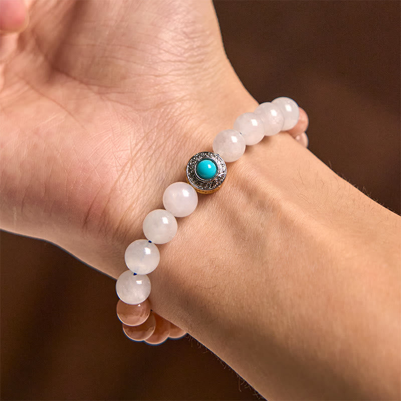 Buddha Stones Natural Peach Moonstone Aquamarine Soothing Bracelet - image 8