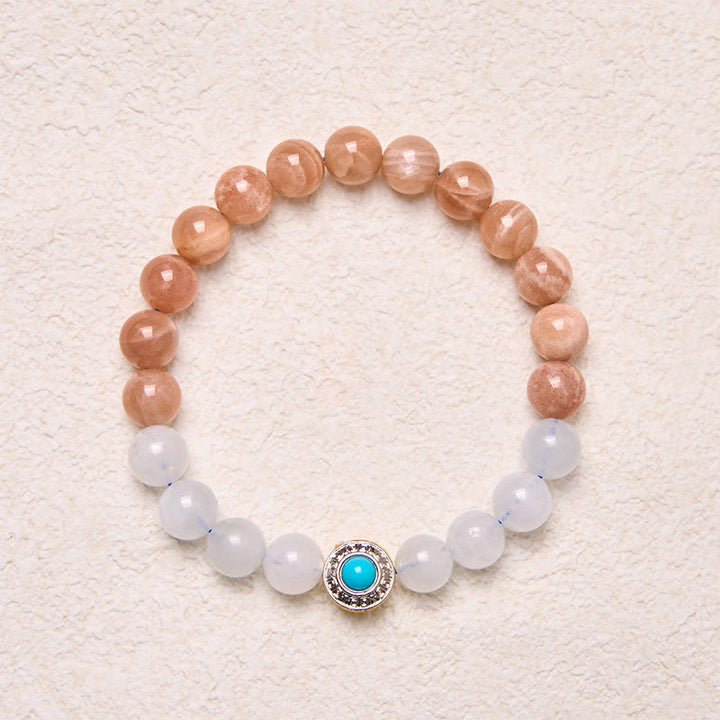 Buddha Stones Natural Peach Moonstone Aquamarine Soothing Bracelet - image 4