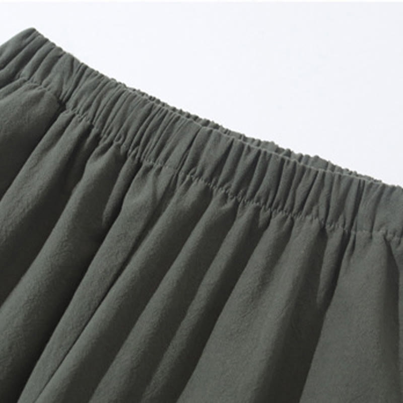 Buddha Stones 2Pcs Tang Suit Frog-Button Design Shirt Pants With Pockets Men's Cotton Linen Meditation Cloth Set - image 10