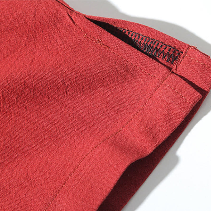 Buddha Stones Embroidery Flying White Cranes Cotton Linen Open Front Jacket Men's Kimono - image 11