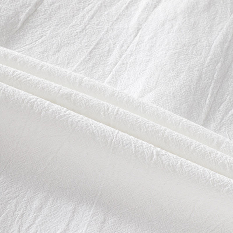 Buddha Stones Summer Solid Men's Buttons Half Sleeve Cotton Linen Shirt - image 15