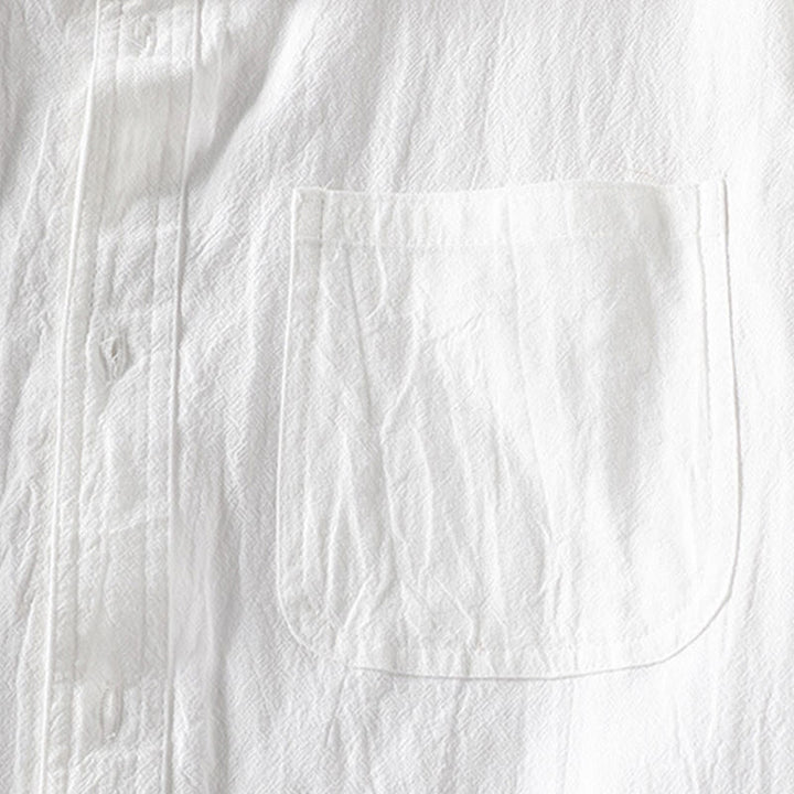 Buddha Stones Summer Solid Men's Buttons Half Sleeve Cotton Linen Shirt - image 9