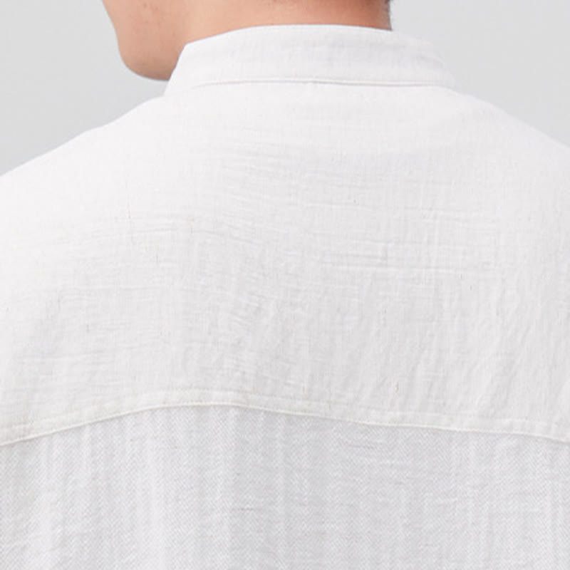 Buddha Stones Summer Plain Half Buttons Design Men's Half Sleeve Shirt - image 4