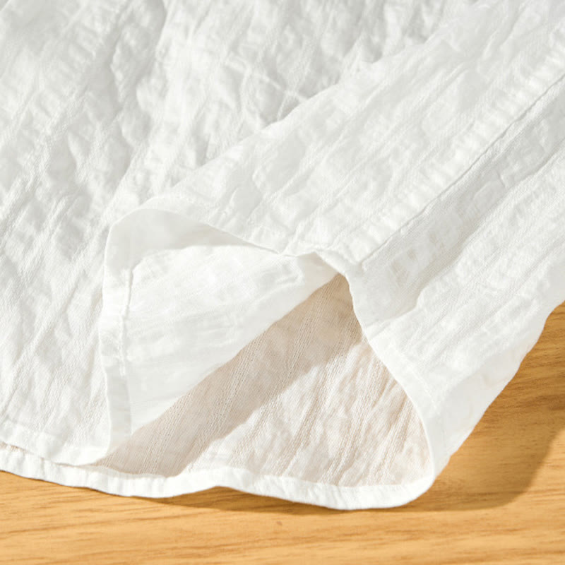 Buddha Stones Summer Solid Breathable Men's Buttons Short Sleeve Tencel Shirt - image 19