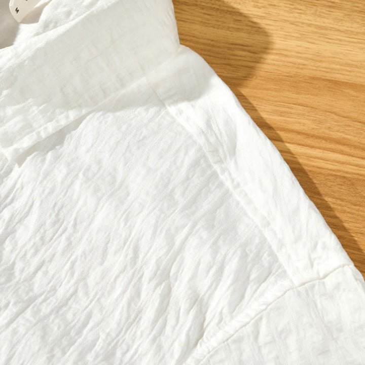 Buddha Stones Summer Solid Breathable Men's Buttons Short Sleeve Tencel Shirt - image 16