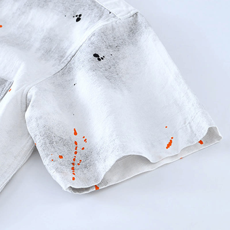 Buddha Stones Summer Ink Splashing Color Men's Button Short Sleeve Cotton Shirt - image 15