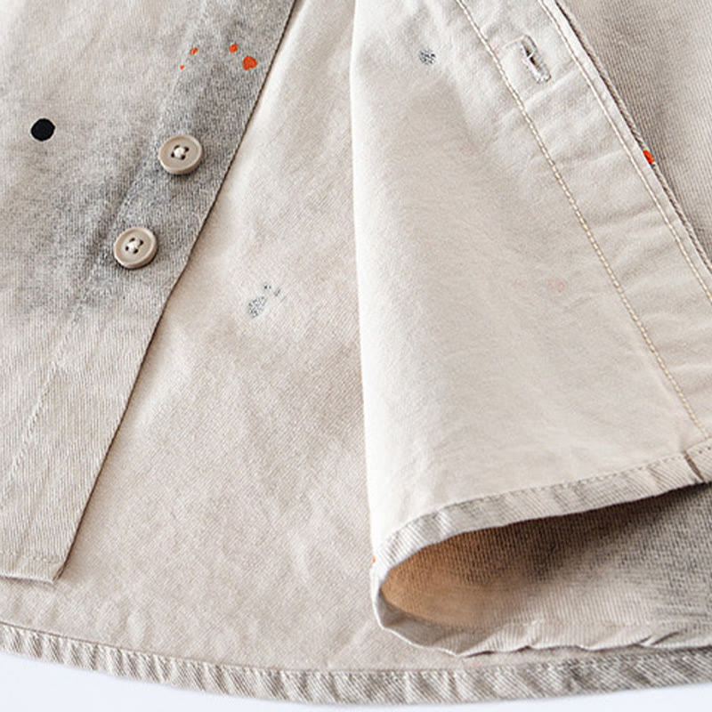 Buddha Stones Summer Ink Splashing Color Men's Button Short Sleeve Cotton Shirt - image 7