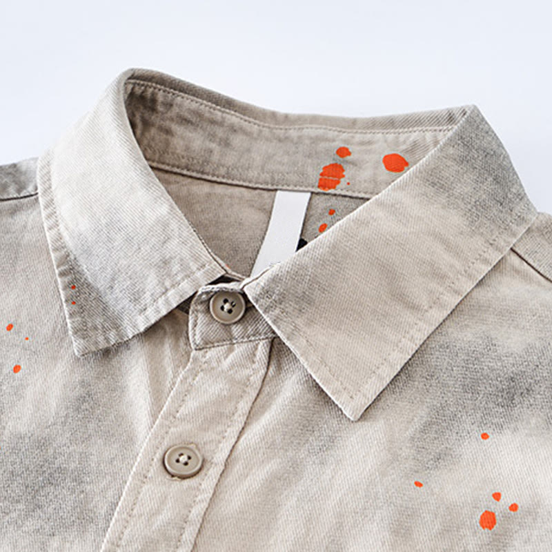 Buddha Stones Summer Ink Splashing Color Men's Button Short Sleeve Cotton Shirt - image 2