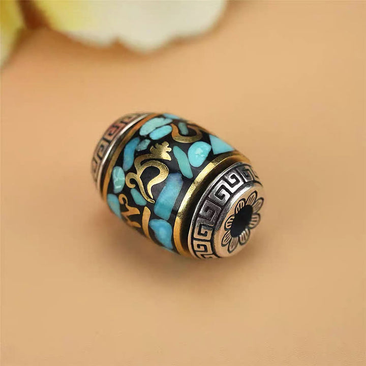 Buddha Stones Tibet Om Mani Padme Hum Dzi Bead Pattern Protection Rotatable Necklace Pendant - image 7