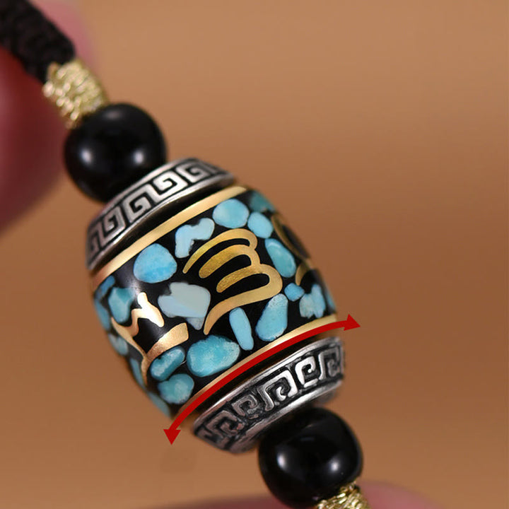 Buddha Stones Tibet Om Mani Padme Hum Dzi Bead Pattern Protection Rotatable Necklace Pendant - image 8