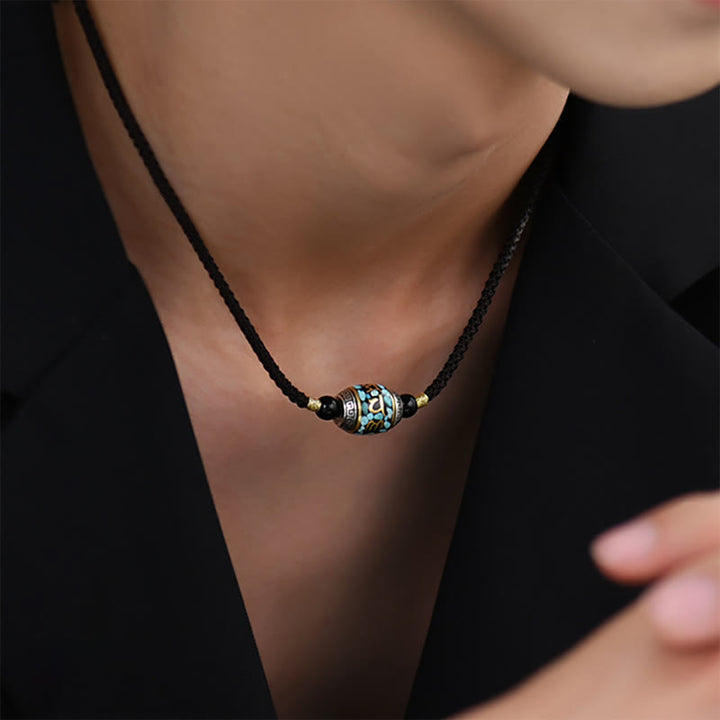 Buddha Stones Tibet Om Mani Padme Hum Dzi Bead Pattern Protection Rotatable Necklace Pendant - image 4