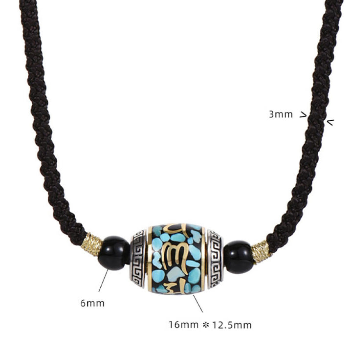 Buddha Stones Tibet Om Mani Padme Hum Dzi Bead Pattern Protection Rotatable Necklace Pendant - image 9