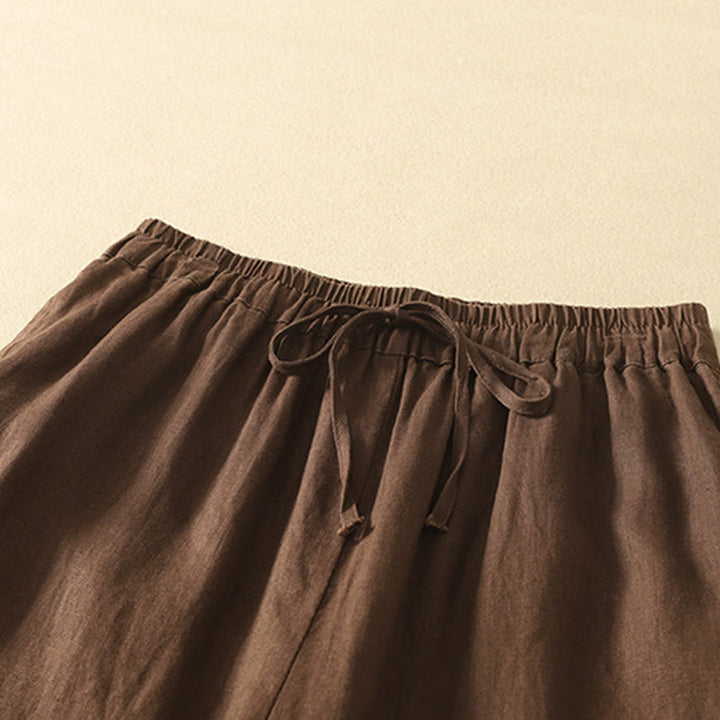 Buddha Stones Casual Retro Drawstring Embroidery Design Women's Cotton Linen 7-8 Length Pants With Pockets - image 14