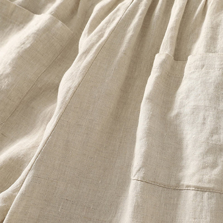 Buddha Stones Casual Retro Drawstring Embroidery Design Women's Cotton Linen 7-8 Length Pants With Pockets - image 5