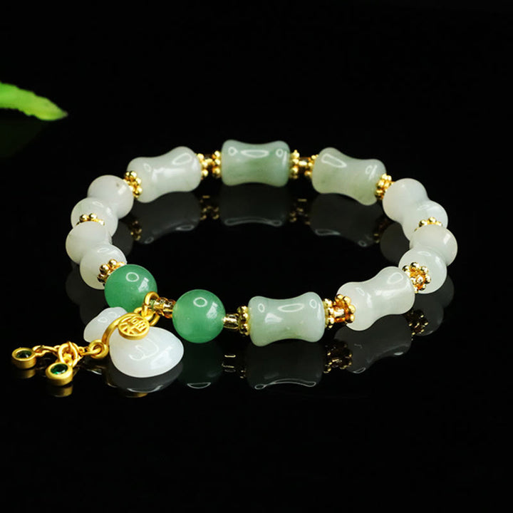 Buddha Stones Natural Tianshan Jade Fu Character Money Bag Pattern Prosperity Bracelet - image 7