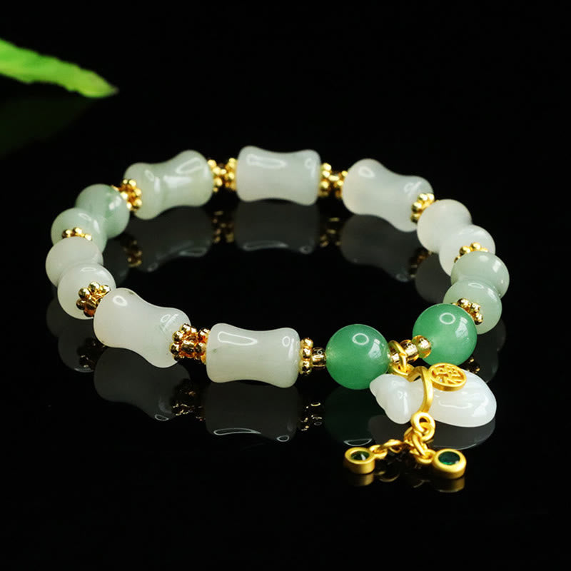 Buddha Stones Natural Tianshan Jade Fu Character Money Bag Pattern Prosperity Bracelet - image 4