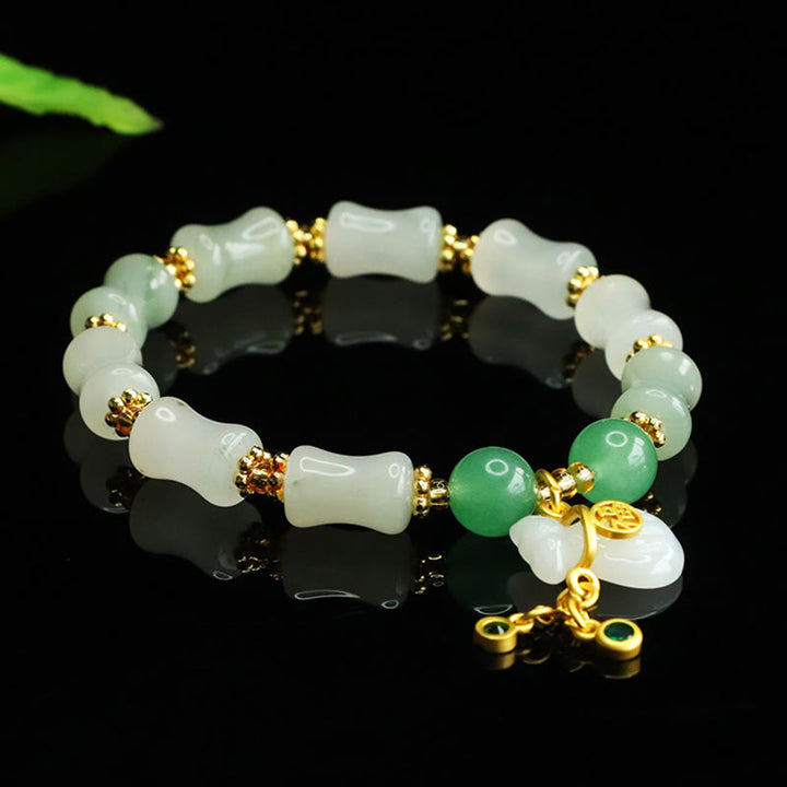 Buddha Stones Natural Tianshan Jade Fu Character Money Bag Pattern Prosperity Bracelet - image 4