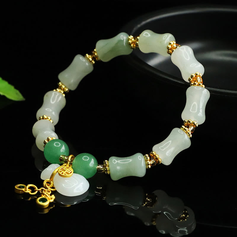 Buddha Stones Natural Tianshan Jade Fu Character Money Bag Pattern Prosperity Bracelet - image 2