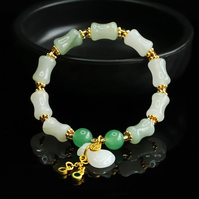 Buddha Stones Natural Tianshan Jade Fu Character Money Bag Pattern Prosperity Bracelet - image 1