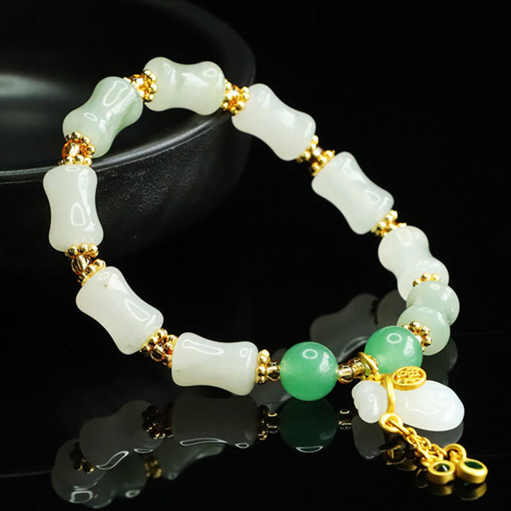 Buddha Stones Natural Tianshan Jade Fu Character Money Bag Pattern Prosperity Bracelet - image 3