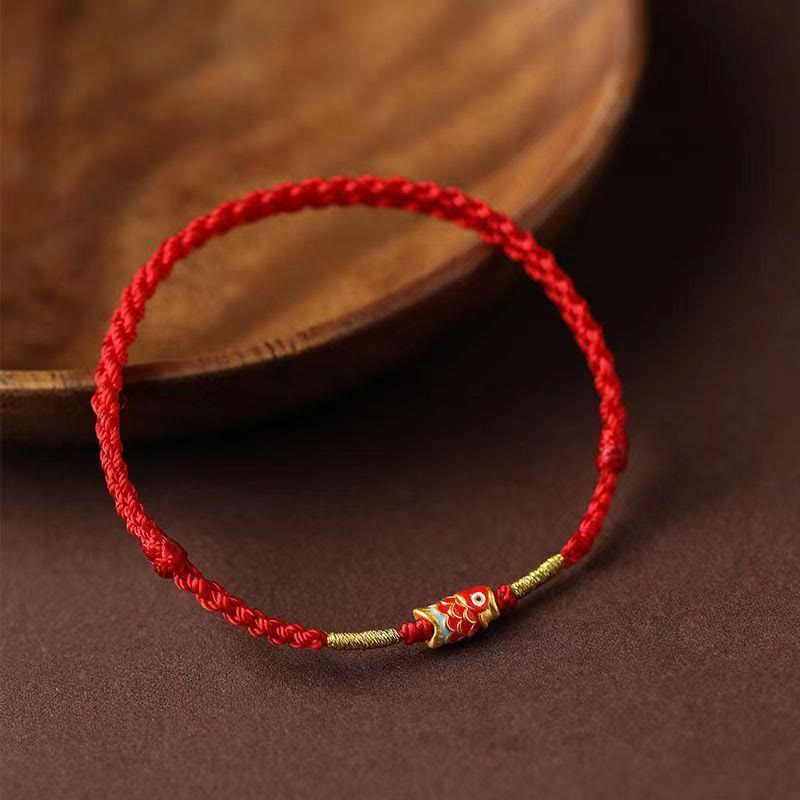 Buddha Stones Koi Fish Handmade Braided Red String Bracelet - image 1