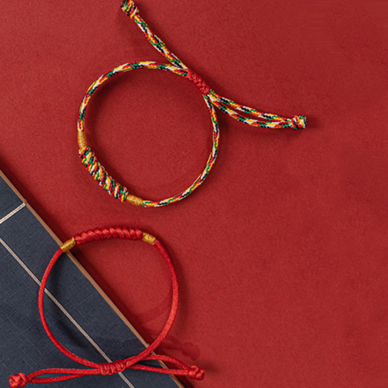 Buddha Stones Handmade Braided Red String Happy Knot Flat Knot Colorful Rope Bracelet - image 15