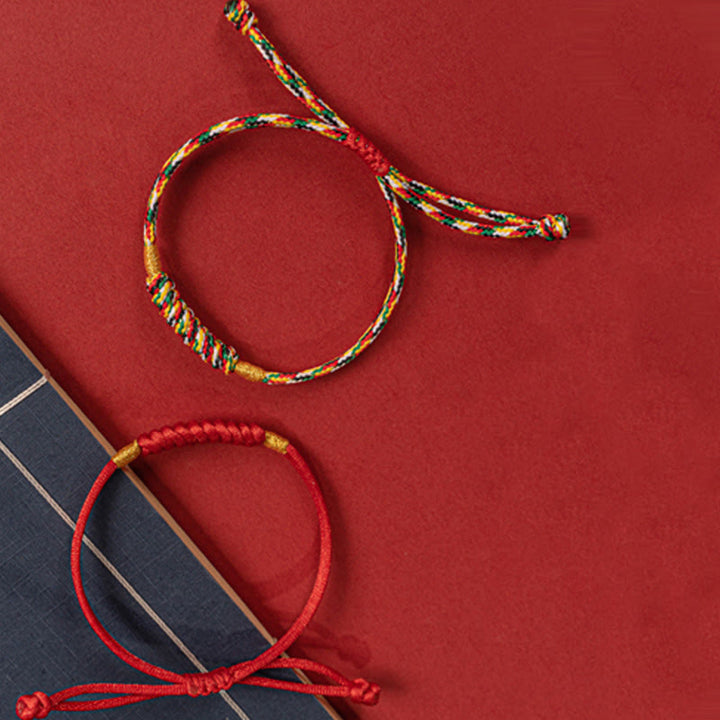 Buddha Stones Handmade Braided Red String Happy Knot Flat Knot Colorful Rope Bracelet - image 15