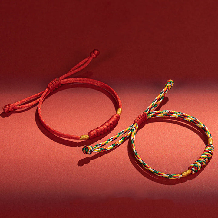 Buddha Stones Handmade Braided Red String Happy Knot Flat Knot Colorful Rope Bracelet - image 14