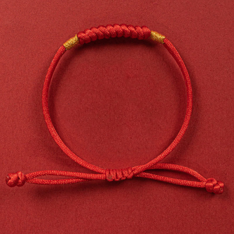 Buddha Stones Handmade Braided Red String Happy Knot Flat Knot Colorful Rope Bracelet - image 1