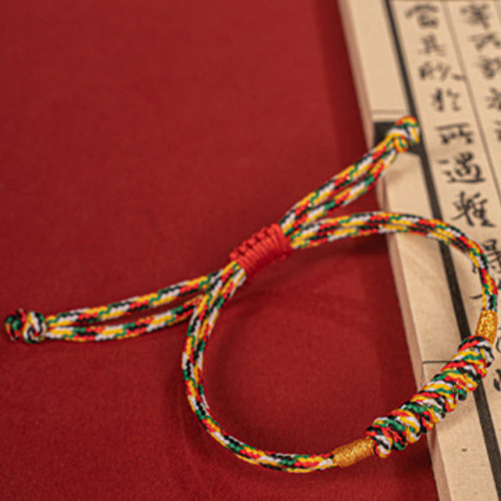 Buddha Stones Handmade Braided Red String Happy Knot Flat Knot Colorful Rope Bracelet - image 11