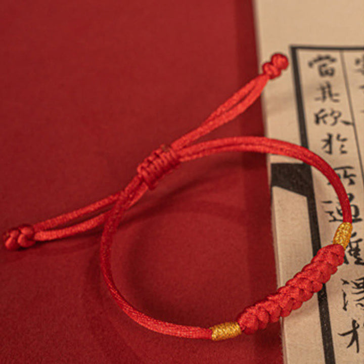 Buddha Stones Handmade Braided Red String Happy Knot Flat Knot Colorful Rope Bracelet - image 2
