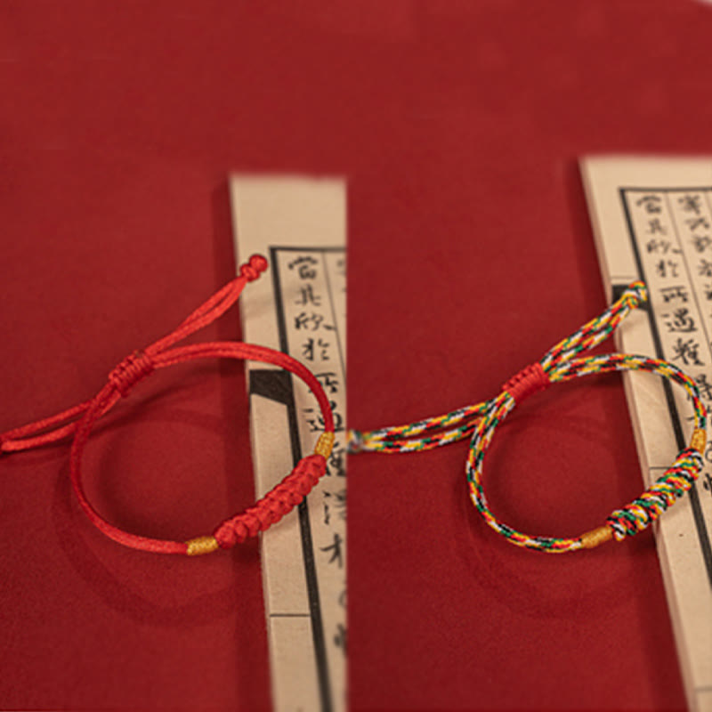 Buddha Stones Handmade Braided Red String Happy Knot Flat Knot Colorful Rope Bracelet - image 16
