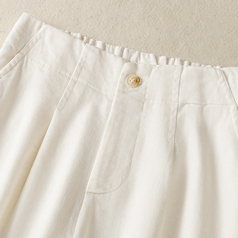 Buddha Stones Casual Lace Patchwork Design High Waist Women's Wide Leg Ankle-Length Pants With Pockets Zipper - image 2