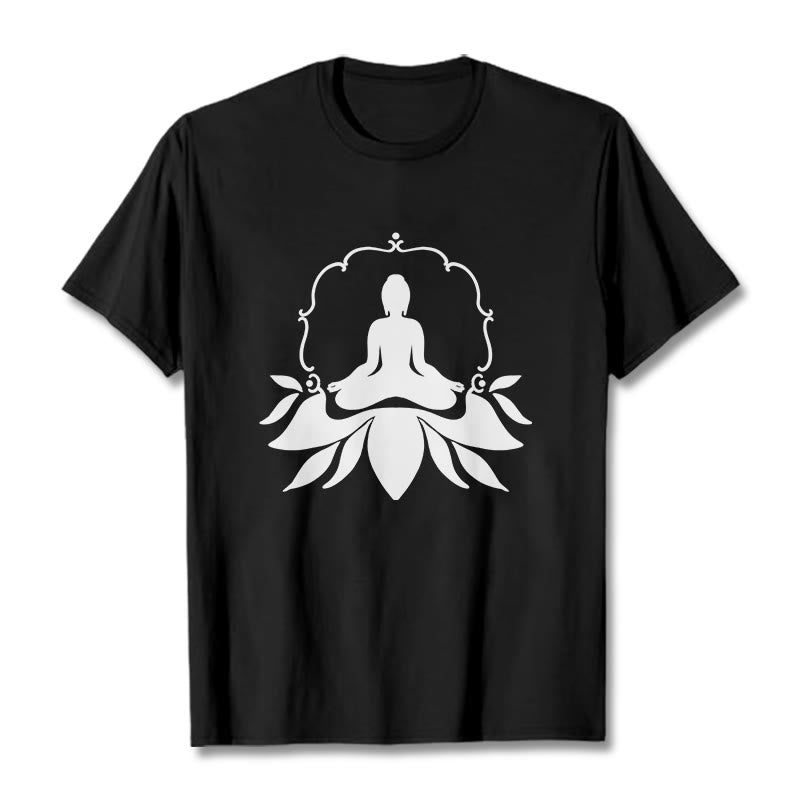 Buddha Stones Meditating Buddha Seated on Grass Tee T-shirt - Black - 2XL - image 0