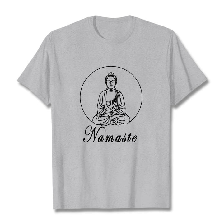Buddha Stones NAMASTE Buddha Meditating Tee T-shirt - LightGrey - 2XL - image 19