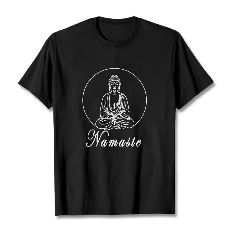 Buddha Stones NAMASTE Buddha Meditating Tee T-shirt - Black - 2XL - image 0