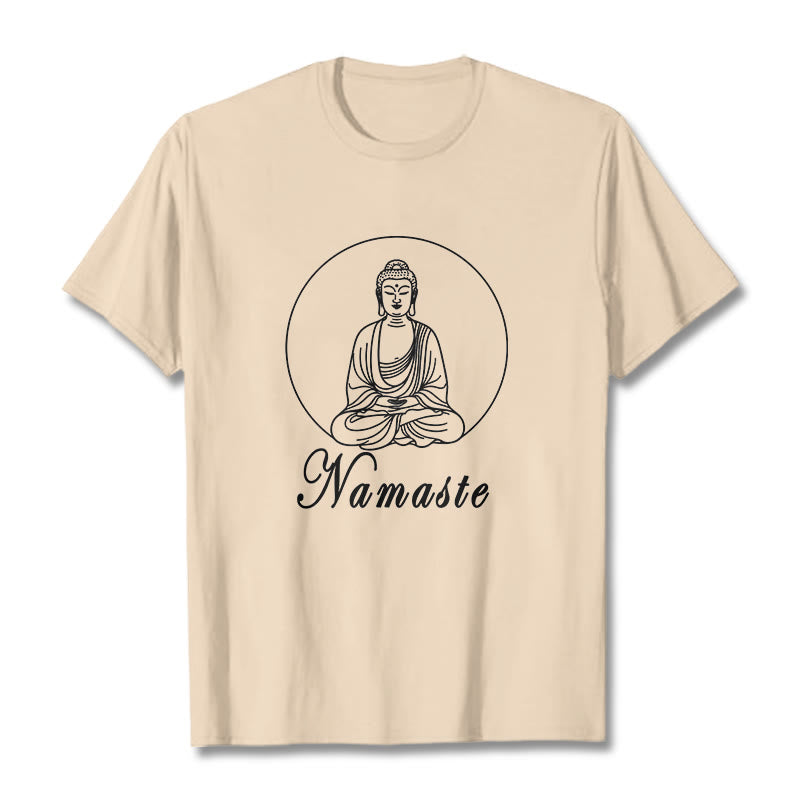 Buddha Stones NAMASTE Buddha Meditating Tee T-shirt - Bisque - 2XL - image 8