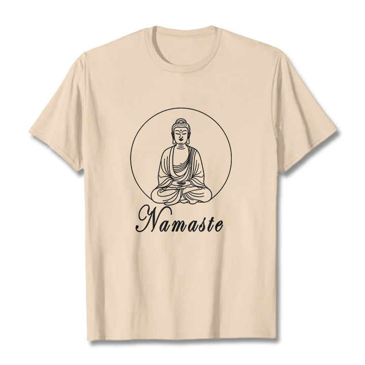Buddha Stones NAMASTE Buddha Meditating Tee T-shirt - Bisque - 2XL - image 8