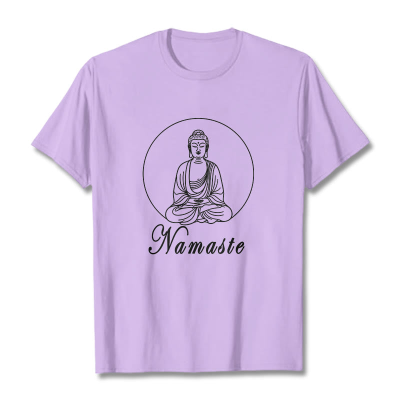 Buddha Stones NAMASTE Buddha Meditating Tee T-shirt - Plum - 2XL - image 16