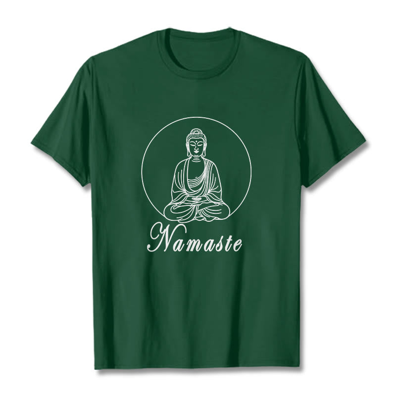 Buddha Stones NAMASTE Buddha Meditating Tee T-shirt - ForestGreen - 2XL - image 10