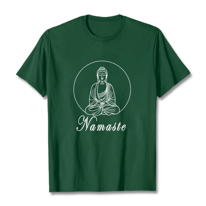 Buddha Stones NAMASTE Buddha Meditating Tee T-shirt - ForestGreen - 2XL - image 10