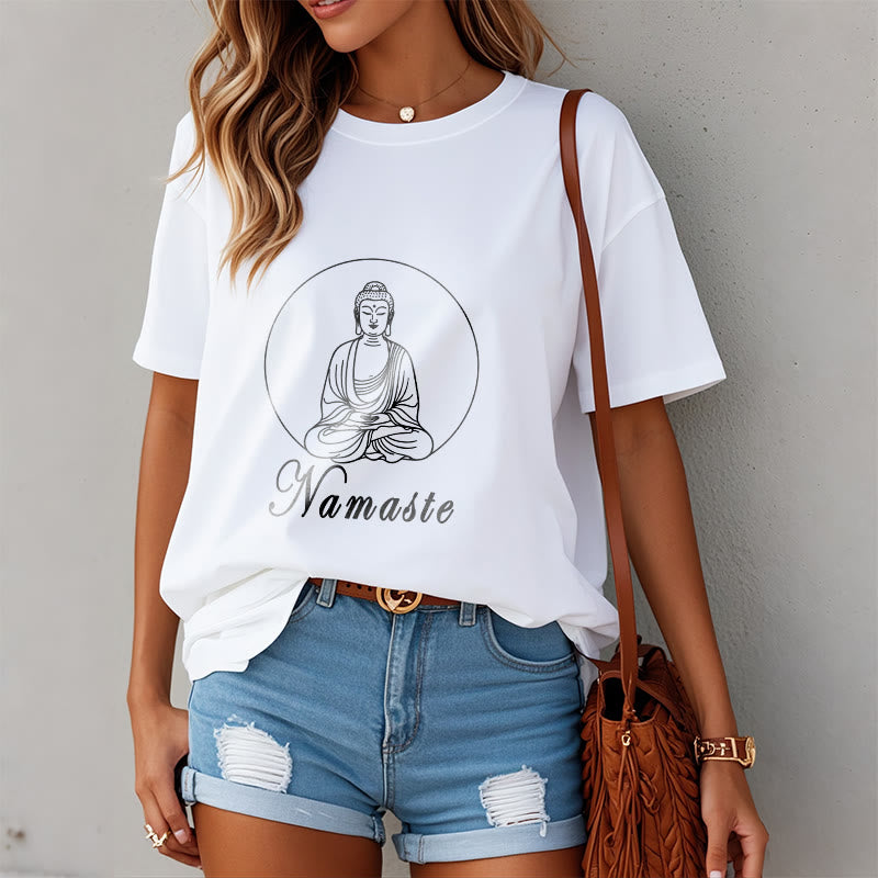 Buddha Stones NAMASTE Buddha Meditating Tee T-shirt - image 7