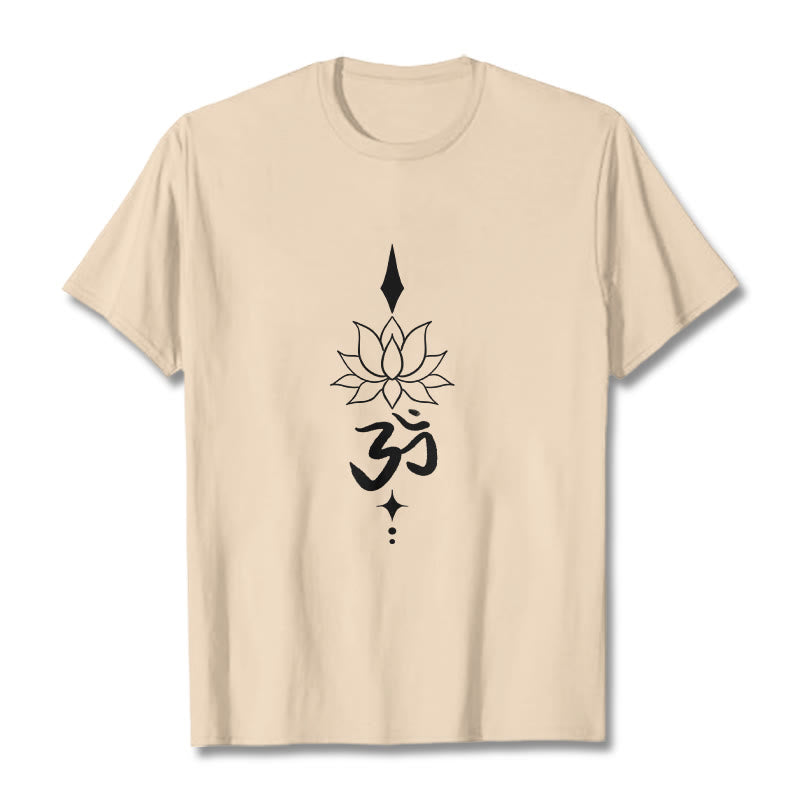 Buddha Stones Om Symbol Lotus Tee T-shirt - Bisque - 2XL - image 11