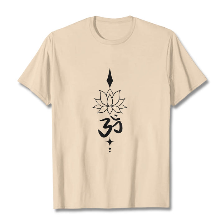 Buddha Stones Om Symbol Lotus Tee T-shirt - Bisque - 2XL - image 11
