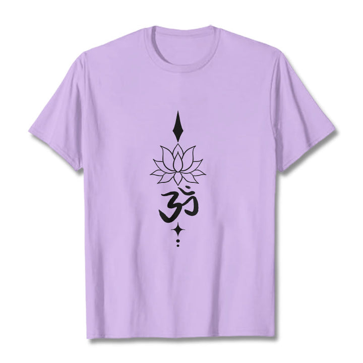 Buddha Stones Om Symbol Lotus Tee T-shirt - Plum - 2XL - image 16