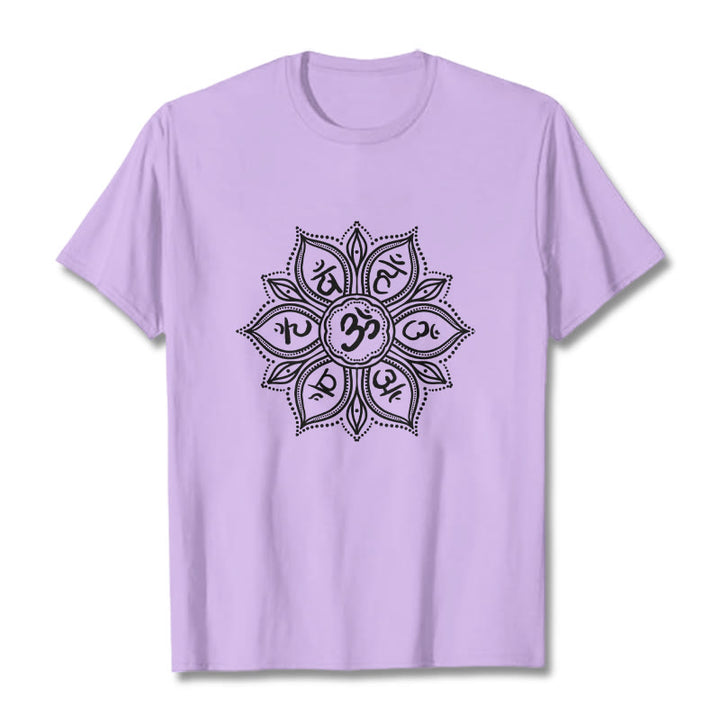 Buddha Stones Mandala Flower Om Mani Padme Hum Mantra Tee T-shirt - Plum - 2XL - image 16
