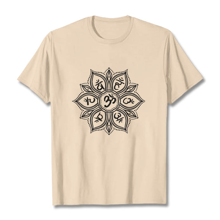 Buddha Stones Mandala Flower Om Mani Padme Hum Mantra Tee T-shirt - Bisque - 2XL - image 10